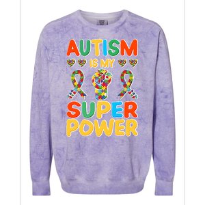 Autism Is My Super Power Colorblast Crewneck Sweatshirt