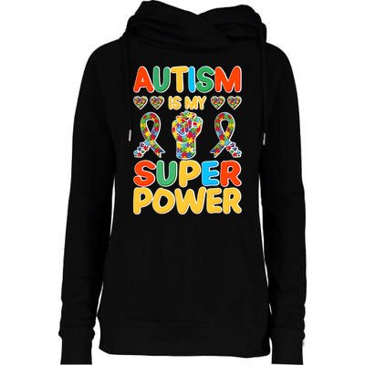 Autism Is My Super Power Womens Funnel Neck Pullover Hood