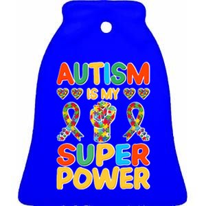 Autism Is My Super Power Ceramic Bell Ornament