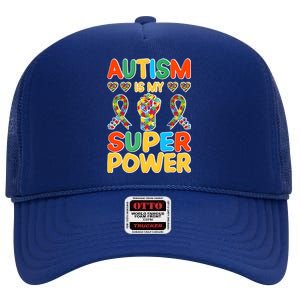 Autism Is My Super Power High Crown Mesh Back Trucker Hat