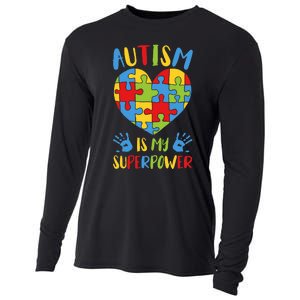 Autism is My Superpower Superhero Autism Awareness Cooling Performance Long Sleeve Crew