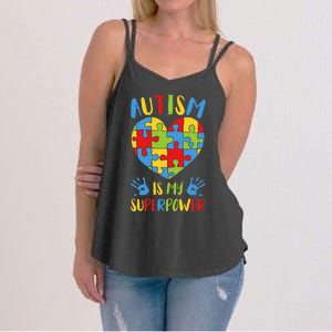 Autism is My Superpower Superhero Autism Awareness Women's Strappy Tank