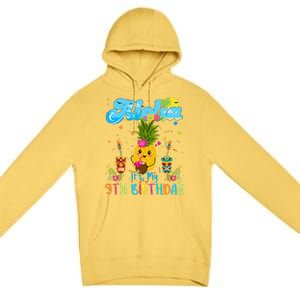 Aloha Its My 9th Birthday 9 Years Hawaiian Luau Candle Premium Pullover Hoodie