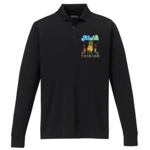 Aloha Its My 9th Birthday 9 Years Hawaiian Luau Candle Performance Long Sleeve Polo