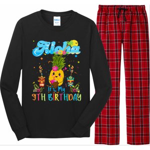 Aloha Its My 9th Birthday 9 Years Hawaiian Luau Candle Long Sleeve Pajama Set