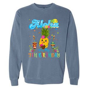 Aloha Its My 9th Birthday 9 Years Hawaiian Luau Candle Garment-Dyed Sweatshirt