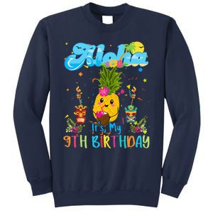 Aloha Its My 9th Birthday 9 Years Hawaiian Luau Candle Sweatshirt