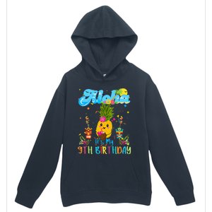 Aloha Its My 9th Birthday 9 Years Hawaiian Luau Candle Urban Pullover Hoodie