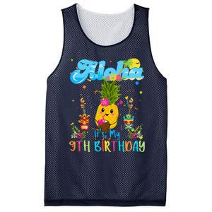 Aloha Its My 9th Birthday 9 Years Hawaiian Luau Candle Mesh Reversible Basketball Jersey Tank