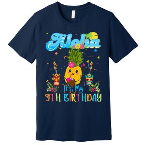 Aloha Its My 9th Birthday 9 Years Hawaiian Luau Candle Premium T-Shirt