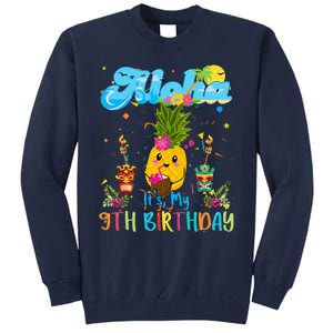 Aloha Its My 9th Birthday 9 Years Hawaiian Luau Candle Tall Sweatshirt