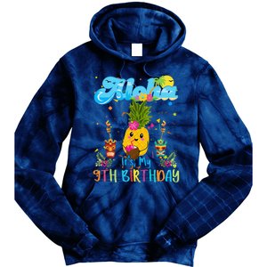 Aloha Its My 9th Birthday 9 Years Hawaiian Luau Candle Tie Dye Hoodie