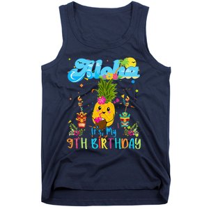 Aloha Its My 9th Birthday 9 Years Hawaiian Luau Candle Tank Top