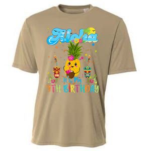 Aloha Its My 9th Birthday 9 Years Hawaiian Luau Candle Cooling Performance Crew T-Shirt