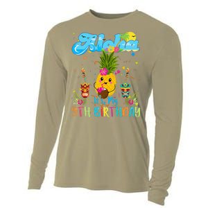 Aloha Its My 9th Birthday 9 Years Hawaiian Luau Candle Cooling Performance Long Sleeve Crew