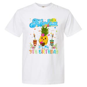 Aloha Its My 9th Birthday 9 Years Hawaiian Luau Candle Garment-Dyed Heavyweight T-Shirt