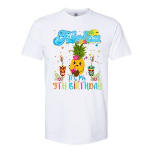 Aloha Its My 9th Birthday 9 Years Hawaiian Luau Candle Softstyle CVC T-Shirt