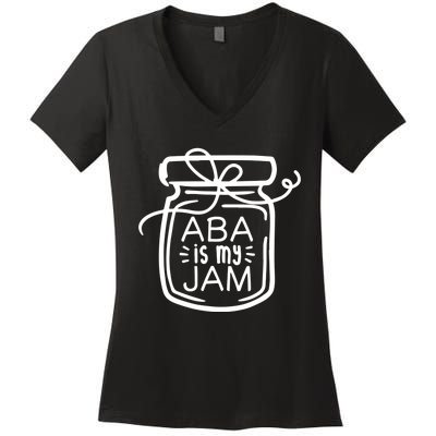 ABA Is My Jam Autism Awareness Women's V-Neck T-Shirt