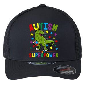 Autism Is My Superpower Autism Dinosaur Flexfit Unipanel Trucker Cap