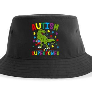 Autism Is My Superpower Autism Dinosaur Sustainable Bucket Hat