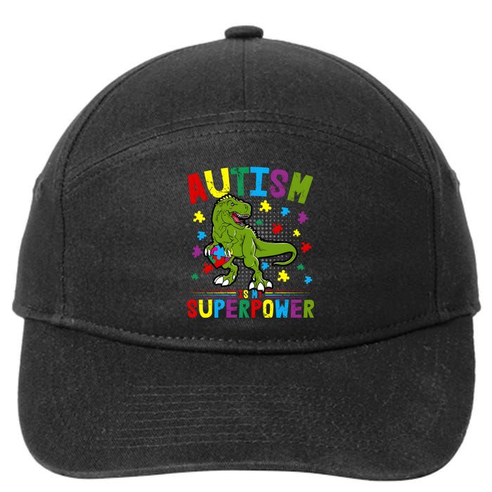 Autism Is My Superpower Autism Dinosaur 7-Panel Snapback Hat