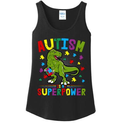 Autism Is My Superpower Autism Dinosaur Ladies Essential Tank