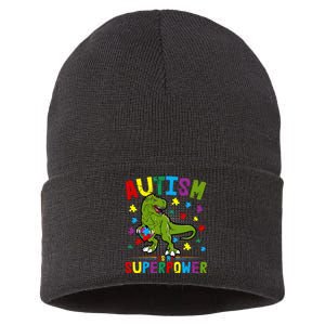 Autism Is My Superpower Autism Dinosaur Sustainable Knit Beanie