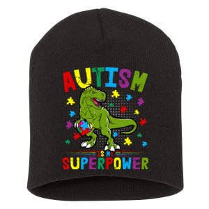 Autism Is My Superpower Autism Dinosaur Short Acrylic Beanie