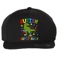 Autism Is My Superpower Autism Dinosaur Wool Snapback Cap