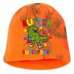 Autism Is My Superpower Autism Dinosaur Kati - Camo Knit Beanie