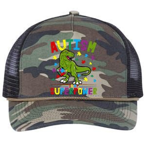 Autism Is My Superpower Autism Dinosaur Retro Rope Trucker Hat Cap