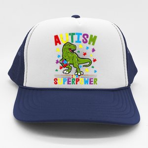 Autism Is My Superpower Autism Dinosaur Trucker Hat