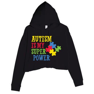 Autism Is My Super Power Crop Fleece Hoodie