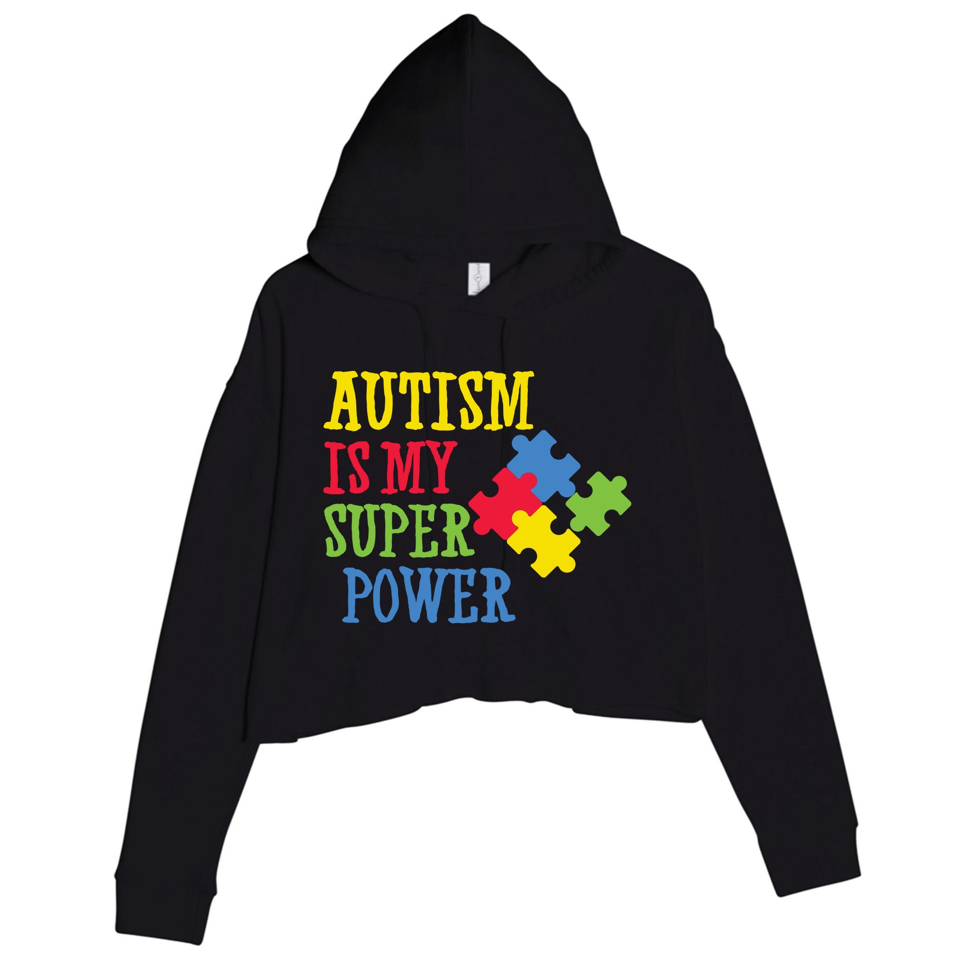 Autism Is My Super Power Crop Fleece Hoodie