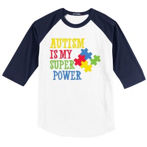 Autism Is My Super Power Baseball Sleeve Shirt