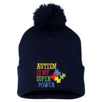 Autism Is My Super Power Pom Pom 12in Knit Beanie