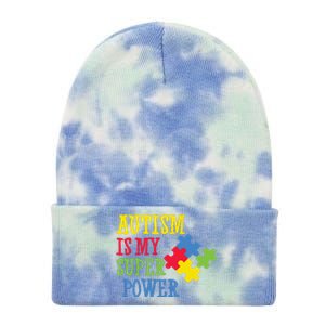 Autism Is My Super Power Tie Dye 12in Knit Beanie