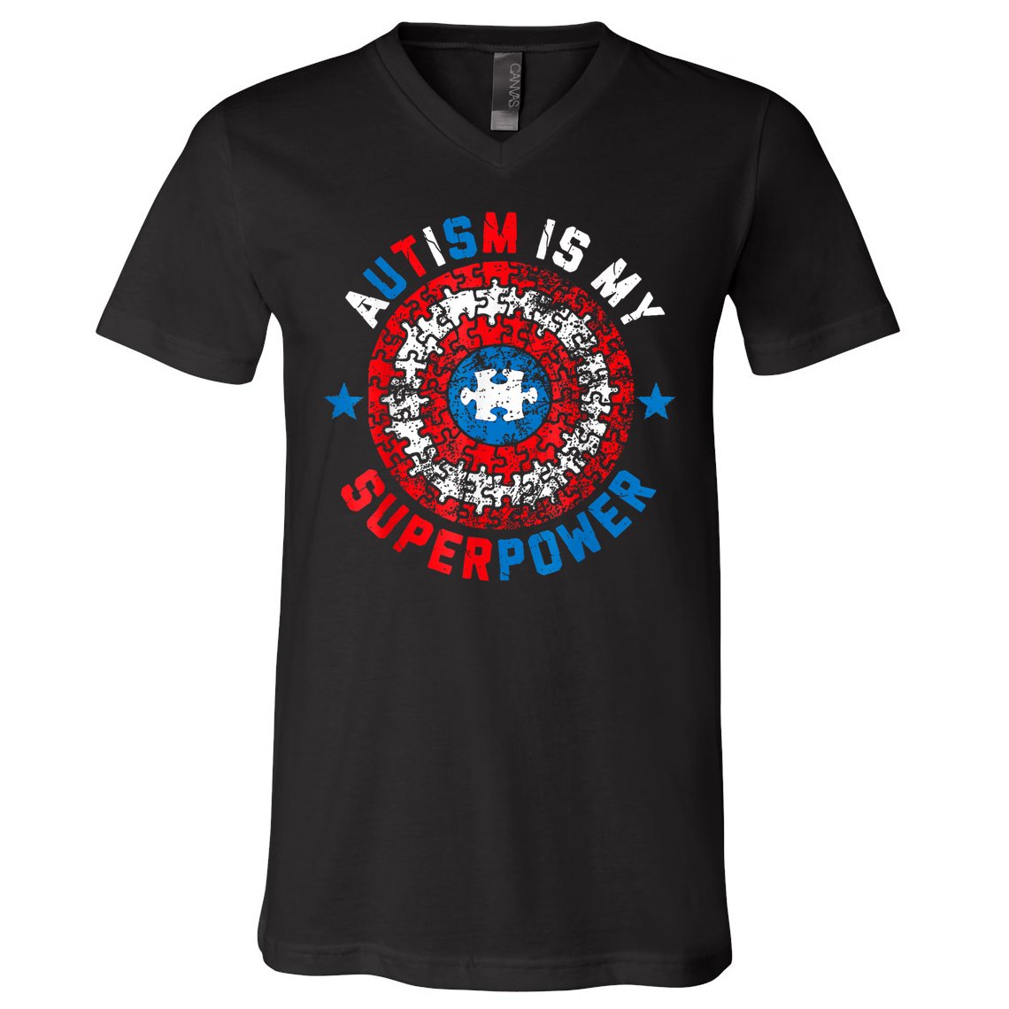 Autism Is My Superpower Autism Awareness Autistic For  V-Neck T-Shirt