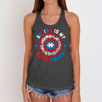 Autism Is My Superpower Autism Awareness Autistic For  Women's Knotted Racerback Tank