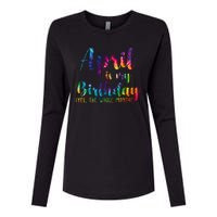 April Is My Birthday Yes The Whole Month Colorful Womens Cotton Relaxed Long Sleeve T-Shirt