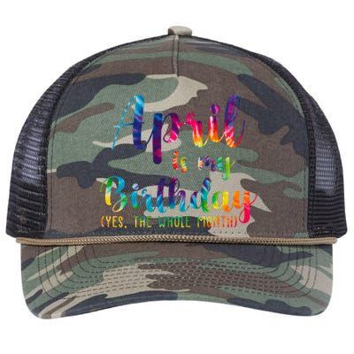 April Is My Birthday Yes The Whole Month Colorful Retro Rope Trucker Hat Cap