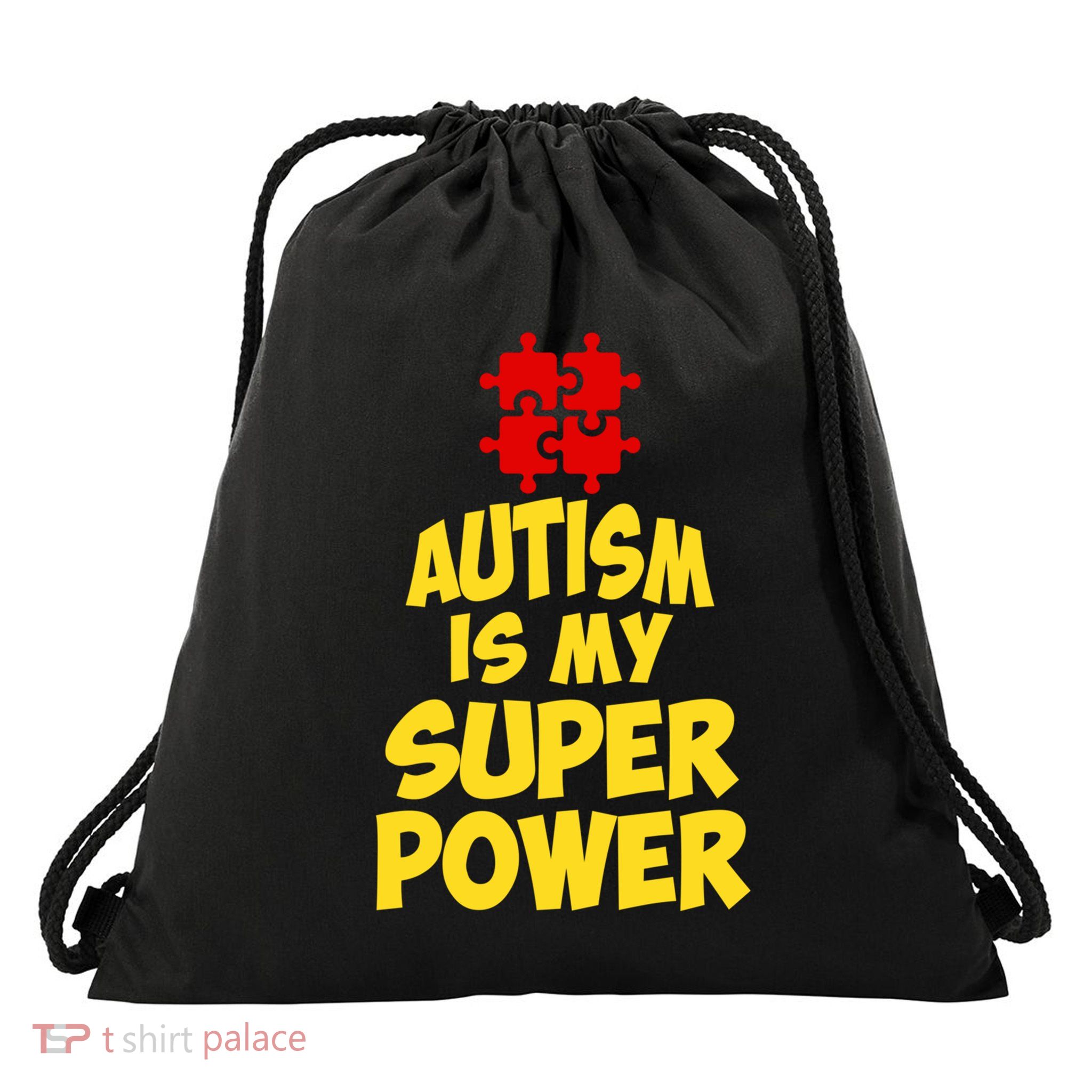 Autism Is My Super Power Puzzle Pieces AspergerS Day Humor Great Gift Drawstring Bag
