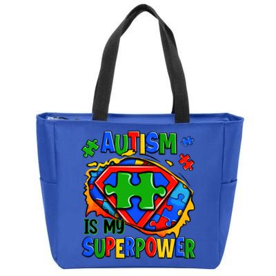 Autism Is My Super Power Superhero Autism Awareness Cute Gift Zip Tote Bag