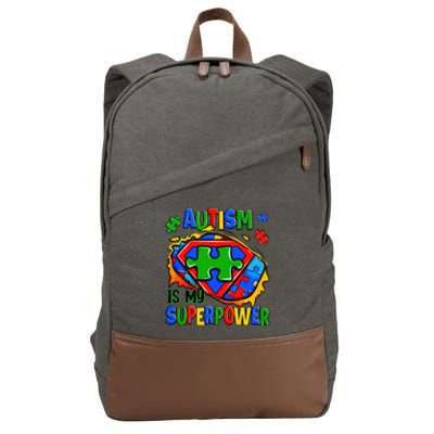 Autism Is My Super Power Superhero Autism Awareness Cute Gift Cotton Canvas Backpack