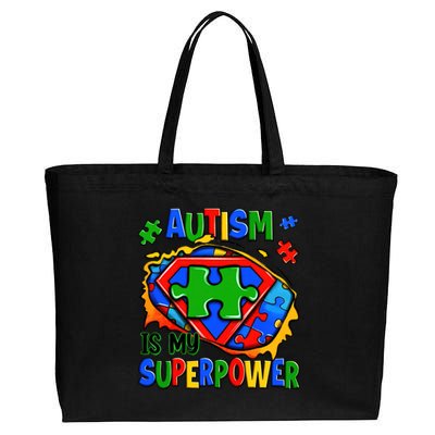 Autism Is My Super Power Superhero Autism Awareness Cute Gift Cotton Canvas Jumbo Tote