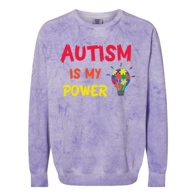 Autism Is My Super Power Superhero Autism Awareness Great Gift Colorblast Crewneck Sweatshirt