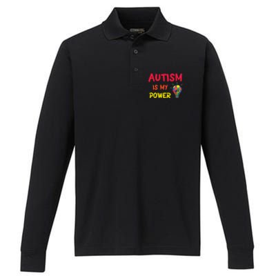 Autism Is My Super Power Superhero Autism Awareness Great Gift Performance Long Sleeve Polo