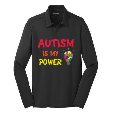 Autism Is My Super Power Superhero Autism Awareness Great Gift Silk Touch Performance Long Sleeve Polo