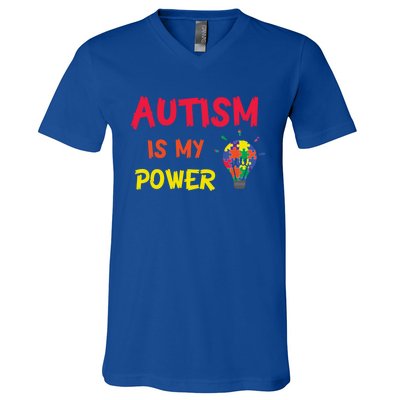 Autism Is My Super Power Superhero Autism Awareness Great Gift V-Neck T-Shirt