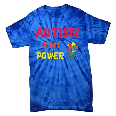 Autism Is My Super Power Superhero Autism Awareness Great Gift Tie-Dye T-Shirt